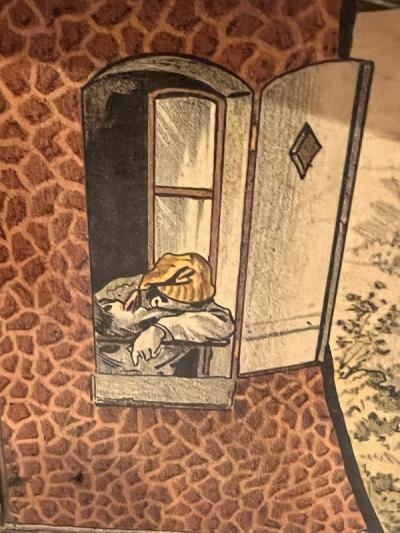 ANTIQUE MOULIN SANS SOUCI WINDMILL MUSICAL DIORAMA