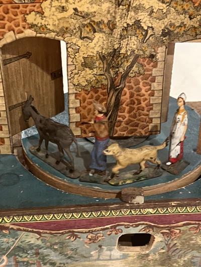 ANTIQUE MOULIN SANS SOUCI WINDMILL MUSICAL DIORAMA
