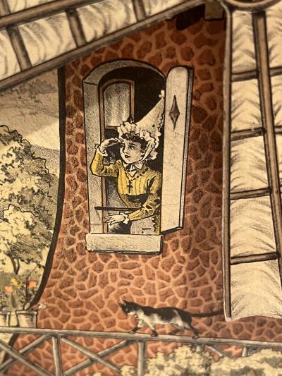 ANTIQUE MOULIN SANS SOUCI WINDMILL MUSICAL DIORAMA