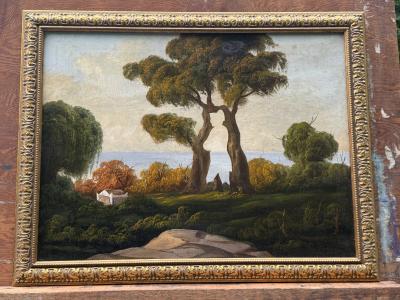 ANTIQUE NAPOLEONS TOMB IN LANDSCAPE PAINTING