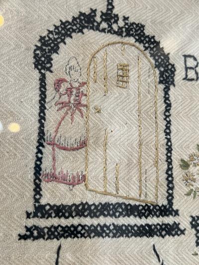 ANTIQUE NEEDLE POINT SAMPLER WITH SWEET MESSAGE