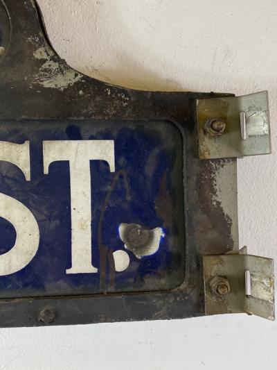 ANTIQUE NYC HUDSON STREET WEST 10TH STREET ENAMEL SIGN