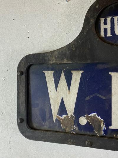 ANTIQUE NYC HUDSON STREET WEST 10TH STREET ENAMEL SIGN