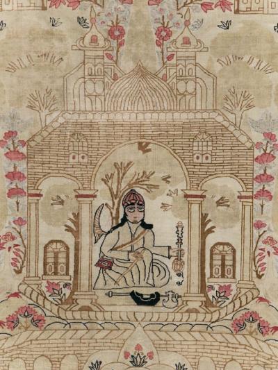 ANTIQUE PERSIAN LAVAR KERMAN PICTORIAL ACCENT CARPET
