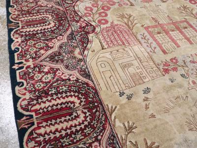 ANTIQUE PERSIAN LAVAR KERMAN PICTORIAL ACCENT CARPET