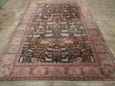 ANTIQUE PERSIAN MOHTASHAM KASHAN LARGE ROOM SIZE PICTORIAL CARPET