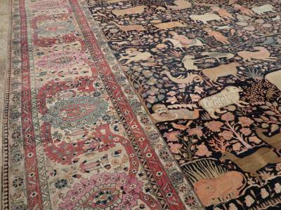 ANTIQUE PERSIAN MOHTASHAM KASHAN LARGE ROOM SIZE PICTORIAL CARPET