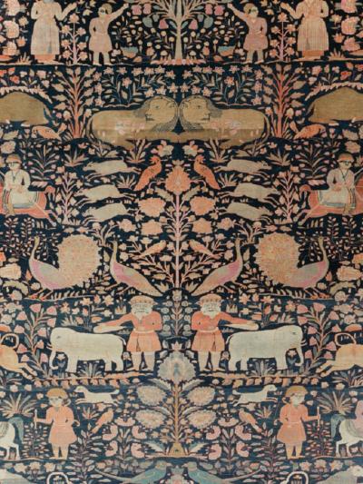ANTIQUE PERSIAN MOHTASHAM KASHAN LARGE ROOM SIZE PICTORIAL CARPET