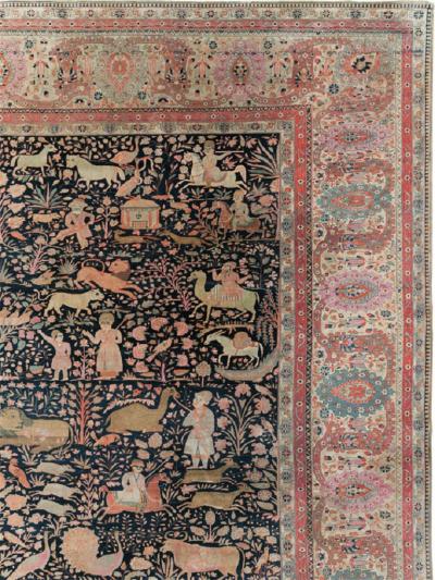 ANTIQUE PERSIAN MOHTASHAM KASHAN LARGE ROOM SIZE PICTORIAL CARPET