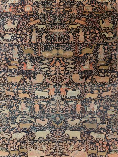 ANTIQUE PERSIAN MOHTASHAM KASHAN LARGE ROOM SIZE PICTORIAL CARPET
