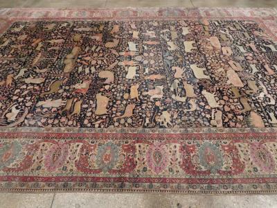 ANTIQUE PERSIAN MOHTASHAM KASHAN LARGE ROOM SIZE PICTORIAL CARPET