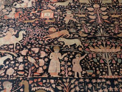 ANTIQUE PERSIAN MOHTASHAM KASHAN LARGE ROOM SIZE PICTORIAL CARPET