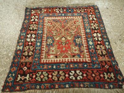 ANTIQUE PERSIAN QASHQAI SQUARE TRIBAL THROW RUG