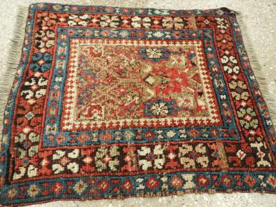 ANTIQUE PERSIAN QASHQAI SQUARE TRIBAL THROW RUG