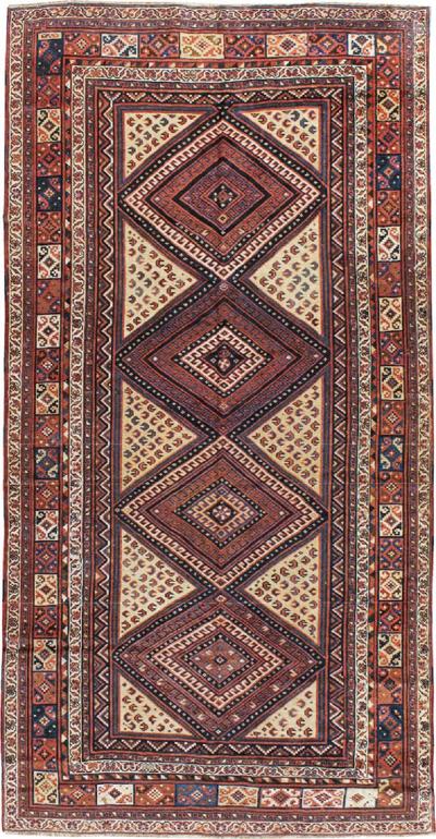 ANTIQUE PERSIAN SHIRAZ GALLERY RUG