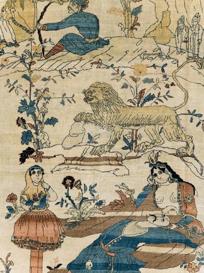 ANTIQUE PERSIAN TABRIZ HADJI JALILI PICTORIAL RUG