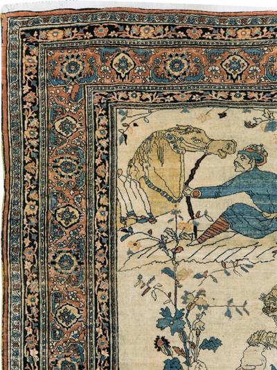 ANTIQUE PERSIAN TABRIZ HADJI JALILI PICTORIAL RUG