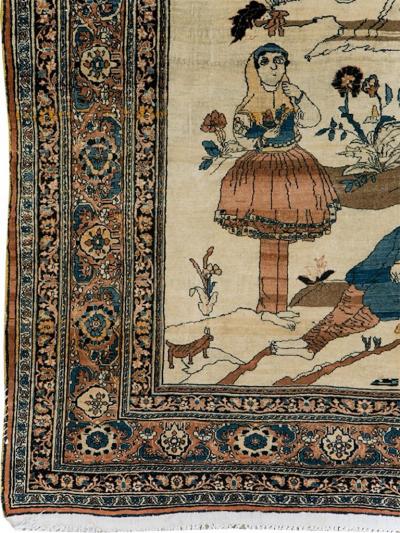 ANTIQUE PERSIAN TABRIZ HADJI JALILI PICTORIAL RUG