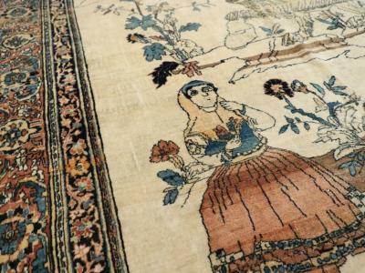 ANTIQUE PERSIAN TABRIZ HADJI JALILI PICTORIAL RUG