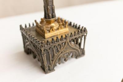 ANTIQUE RUSSIAN GOTHIC STYLE GILT BRONZE AND BRASS CANDLE HOLDER SCREEN