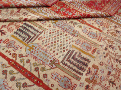 ANTIQUE TURKISH OUSHAK LARGE ROOM SIZE CARPET
