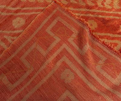 ANTIQUE TURKISH OUSHAK ORANGE HANDMADE WOOL RUG SIZE ADJUSTED 