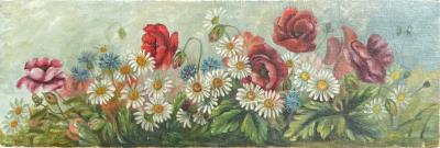 ANTIQUE WILDFLOWERS IN MEADOW PAINTING