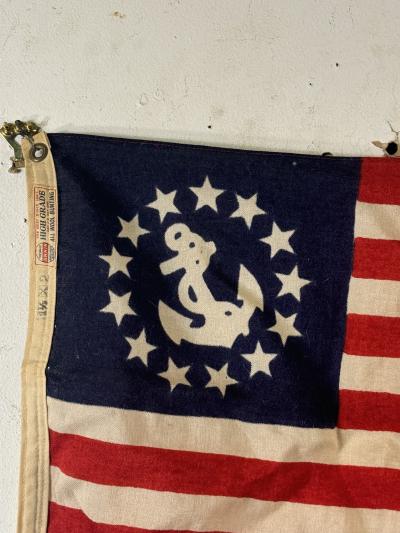 ANTIQUE WOOL BUNTING NAUTICAL 13 STAR FLAG