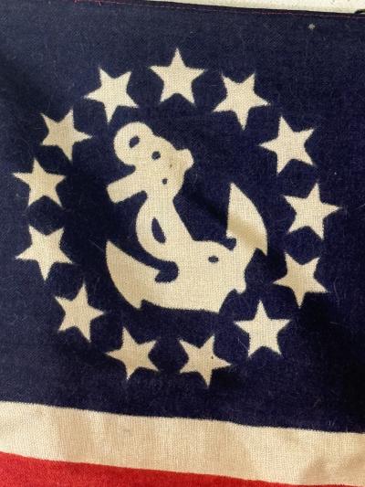 ANTIQUE WOOL BUNTING NAUTICAL 13 STAR FLAG