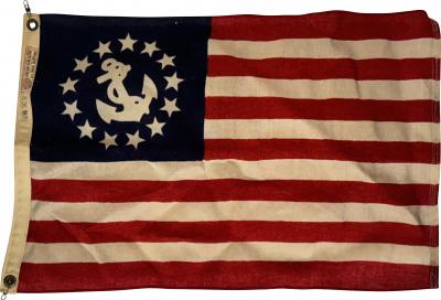 ANTIQUE WOOL BUNTING NAUTICAL 13 STAR FLAG
