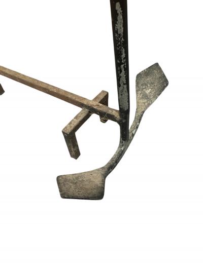 ANTIQUE WROUGHT IRON ANCHOR ANDIRON