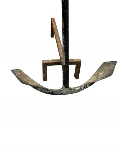 ANTIQUE WROUGHT IRON ANCHOR ANDIRON