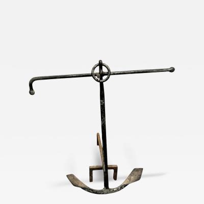 ANTIQUE WROUGHT IRON ANCHOR ANDIRON