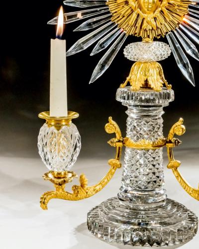 APSLEY PELLET A RARE PAIR OF REGENCY SUNBURST CANDELABRA ATTRIBUTED TO APSLEY PELLET