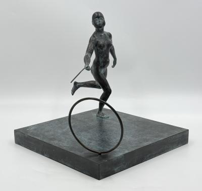 ARMANDO AMAYA Armando Amaya Limited Edition Bronze Female Figure Hoop Sculpture Mexico 1999
