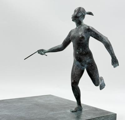 ARMANDO AMAYA Armando Amaya Limited Edition Bronze Female Figure Hoop Sculpture Mexico 1999