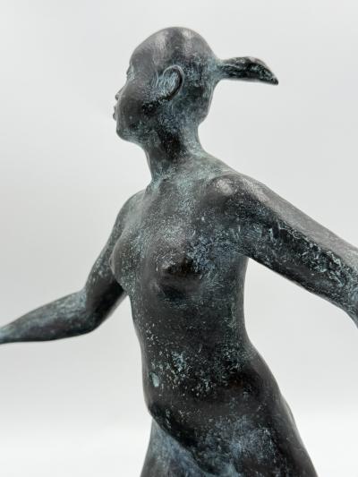 ARMANDO AMAYA Armando Amaya Limited Edition Bronze Female Figure Hoop Sculpture Mexico 1999