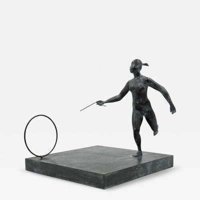 ARMANDO AMAYA Armando Amaya Limited Edition Bronze Female Figure Hoop Sculpture Mexico 1999