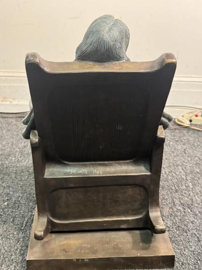 ARMANDO AMAYA MEXICAN PATINATED BRONZE OF WOMAN SEATED IN ROCKING CHAIR