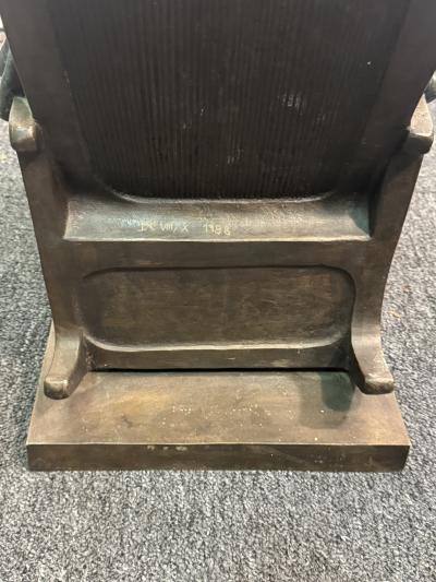 ARMANDO AMAYA MEXICAN PATINATED BRONZE OF WOMAN SEATED IN ROCKING CHAIR