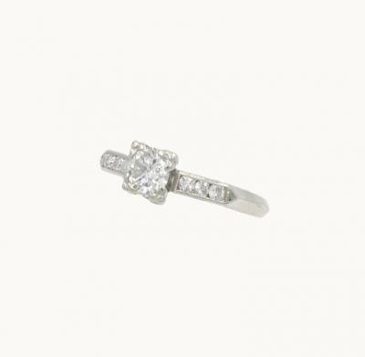 ART DECO 0 50 CARAT DIAMOND AND PLATINUM ENGAGEMENT RING