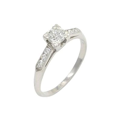 ART DECO 0 50 CARAT DIAMOND AND PLATINUM ENGAGEMENT RING