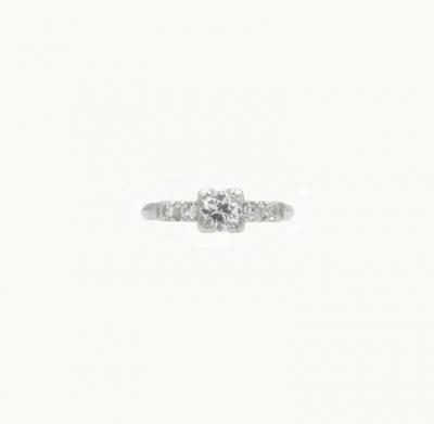 ART DECO 0 50 CARAT DIAMOND AND PLATINUM ENGAGEMENT RING