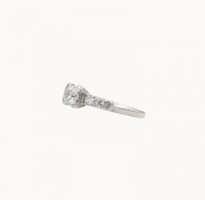 ART DECO 0 50 CARAT DIAMOND AND PLATINUM ENGAGEMENT RING