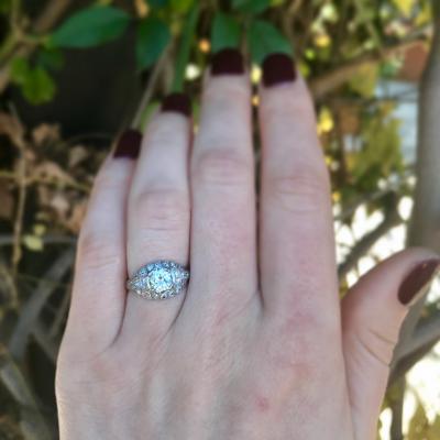 ART DECO 0 80 CARAT OLD EUROPEAN CUT DIAMOND AND PLATINUM RING