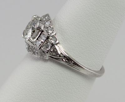 ART DECO 0 80 CARAT OLD EUROPEAN CUT DIAMOND AND PLATINUM RING