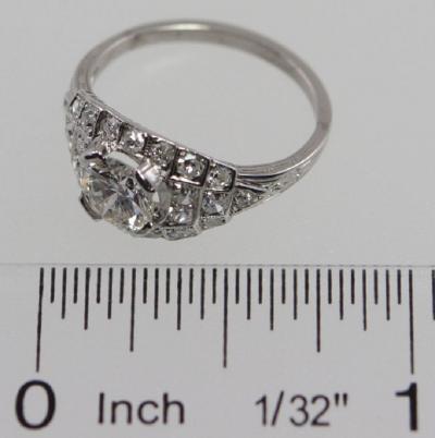 ART DECO 0 80 CARAT OLD EUROPEAN CUT DIAMOND AND PLATINUM RING