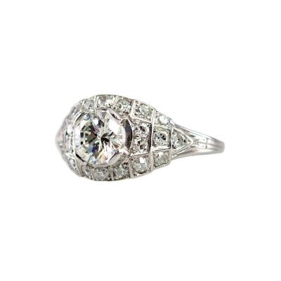 ART DECO 0 80 CARAT OLD EUROPEAN CUT DIAMOND AND PLATINUM RING