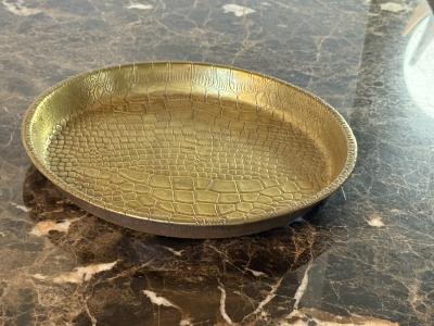 ART DECO ALLIGATOR PRINT EMBOSSED BRASS TRAY