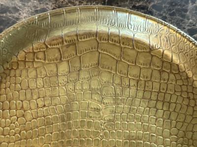 ART DECO ALLIGATOR PRINT EMBOSSED BRASS TRAY